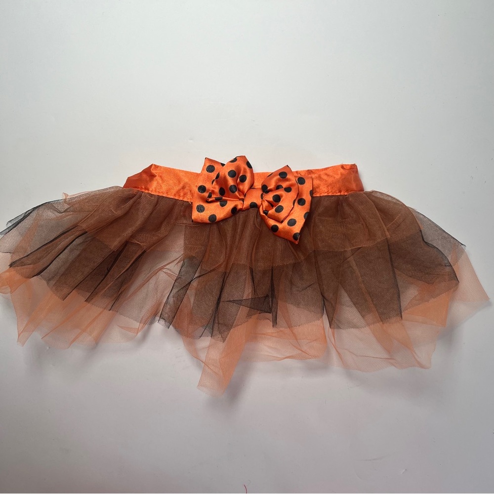 Pup Crew Dog Halloween Tutu with Polka Dot Bow Size M/L